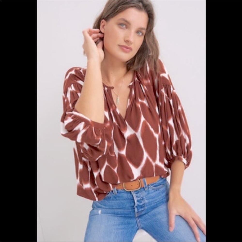 Corey Lynn Calter Anthropologie Giraffe Blouse